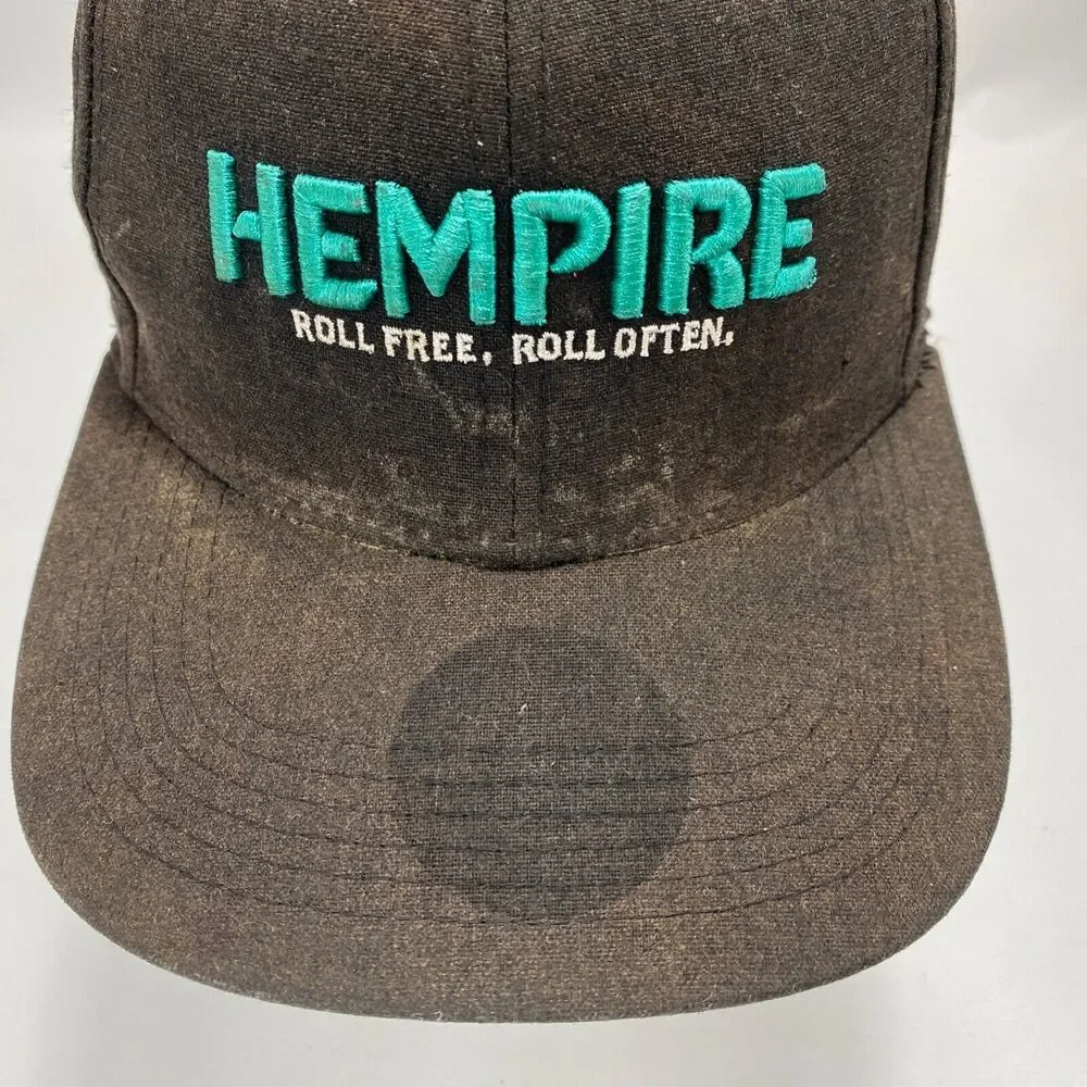 Hempire Mens Cap Hat Black Snap Back Embroidered Logo Chiefton Made of Hemp